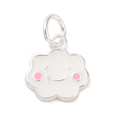 925 Sterling Silver White and Pink Enamel Smiling Face Cloud Charms STER-D303-03S-1