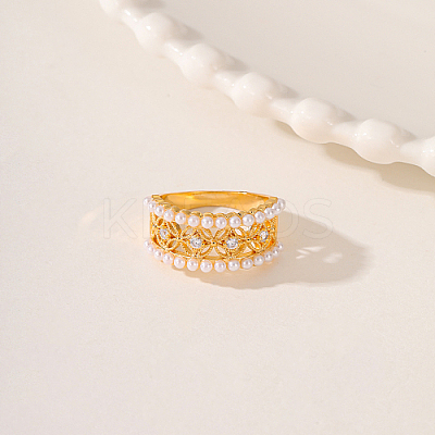 Brass Micro Pave Cubic Zirconia Finger Ring AH5761-1-1