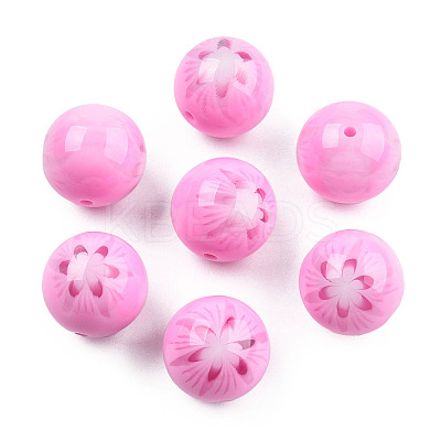 Flower Opaque Resin Beads RESI-T054-001B-1