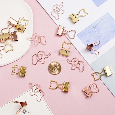 14Pcs 2 Style Cat & Heart Iron Binder Clips AJEW-GF0007-05-1