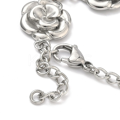 Stainless Steel Flower Link Chain Bracelets for Women BJEW-A033-03P-1