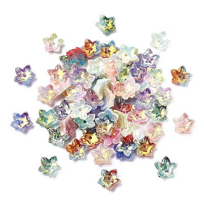 100Pcs 6 Colors Electroplate Two Tone Transparent Resin Beads RESI-CJ0005-28-1