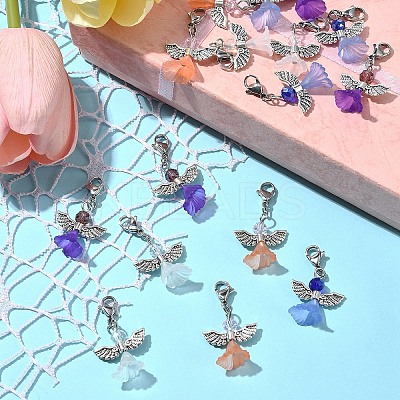 16Pcs 4 Colors Angel Glass Acrylic Pendants HJEW-FS00015-1