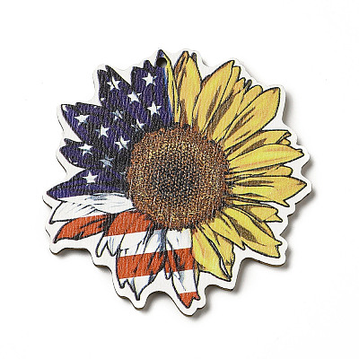 American Flag Theme Single Face Printed Aspen Wood Big Pendants WOOD-G014-16-1