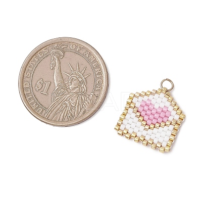 Beaded Heart Envelope Charms PALLOY-MZ01092-01-1