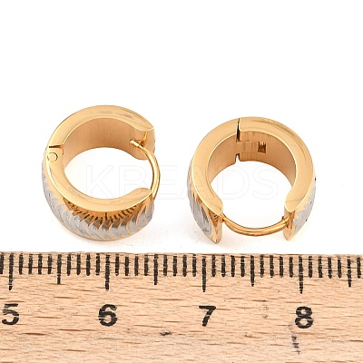 Two Tone 304 Stainless Steel Stripe Hoop Earrings EJEW-L307-04GP-04-1