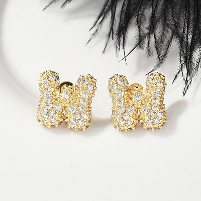 Brass Micro Pave Cubic Zirconia Stud Earrings EJEW-Z091-04G-W-1