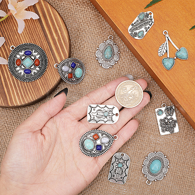 24Pcs 12 Style Synthetic Turquoise Pendants FIND-CA0008-21-1