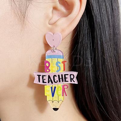 Teachers' Day Printed Acrylic Stud Dangle Earrings for Women WGAB7A7-02-1