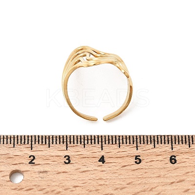 5Pcs 304 Stainless Steel Open Cuff Rings for Women RJEW-K313-07G-1