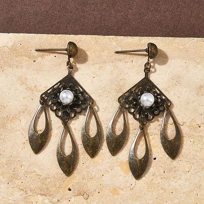 Electroplated Brass Chandelier Earrings EJEW-Z129-17AB-1