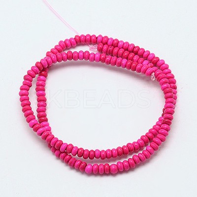 Dyed Synthetical Turquoise Rondelle Bead Strand G-P083-6mm-84A-1