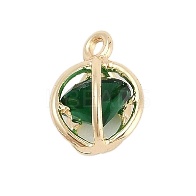 Rack Plating Brass with Cubic Zirconia Pendants KK-Q018-08G-1