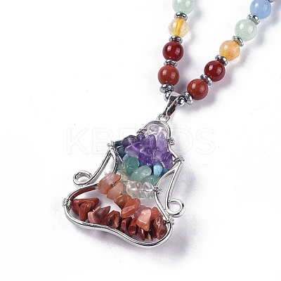 Natural Rose Quartz Pendant Necklaces NJEW-I109-B06-1