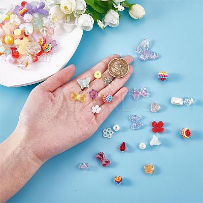 150 Pieces Random Rose Acrylic Beads Bear Pastel Spacer Beads Butterfly Loose Beads for Jewelry Keychain Phone Lanyard Making JX543A-1