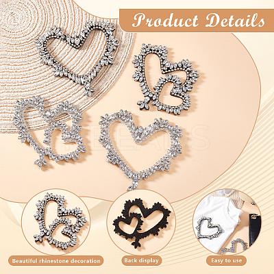 4Pcs 2 Styles Heart Glass Rhinestone Beading Flower Applqiues PATC-GA0001-47-1