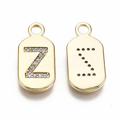 Brass Micro Pave Clear Cubic Zirconia Pendants KK-S360-052Z-NF-1