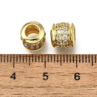 Brass Micro Pave Clear Cubic Zirconia European Beads ZIRC-I070-096G-1