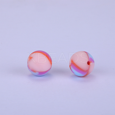 Printed Round Silicone Focal Beads SI-JX0056A-74-1