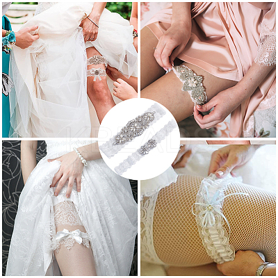 Lace Elastic Bridal Garters AJEW-WH0258-222-1