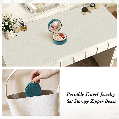Portable Travel Round Velvet Jewelry Set Storage Zipper Boxes CON-TAC0001-11A-1