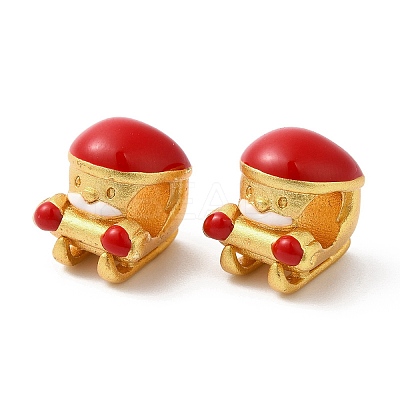 Christmas Rack Plating Brass Enamel European Beads KK-M245-03MG-1