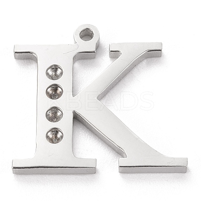 Tarnish Resistant 304 Stainless Steel Letter Pendant Rhinestone Settings LS-STAS-J028-01K-1