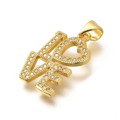 Rack Plating Brass Micro Pave Cubic Zirconia Pendants KK-L226-013G-1