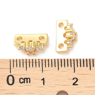 Brass Micro Pave Clear Cubic Zirconia Slide Charms KK-P239-16G-1