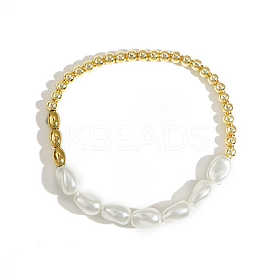 Handmade Brass Beads Stretch Bracelets AI7189-4-1