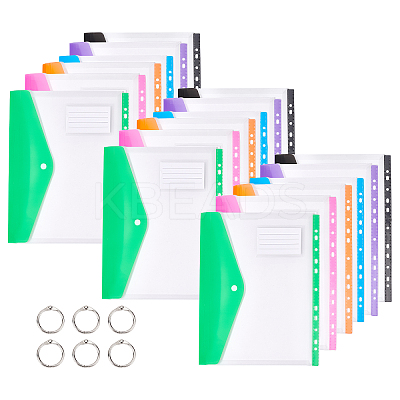 18Pcs 6 Colors PP Plastic A4 Binder Envelope Pockets AJEW-CP0005-10-1