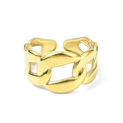 Ion Plating(IP) 304 Stainless Steel Open Cuff Ring RJEW-L109-039G-1