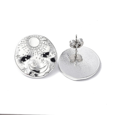 Tarnish Resistant 304 Stainless Steel Sun with Moon Stud Earrings for Women LS-EJEW-F300-06P-1