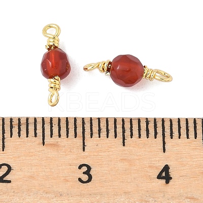 Dyed Natural Agate Faceted Round Connector Charms KK-C097-06G-04-1