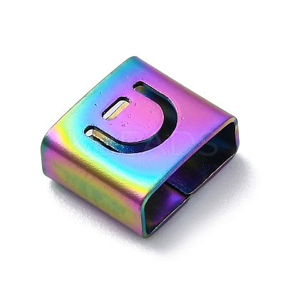 Ion Plating(IP) 304 Stainless Steel Square Slide Charms STAS-L132-01D-M-1
