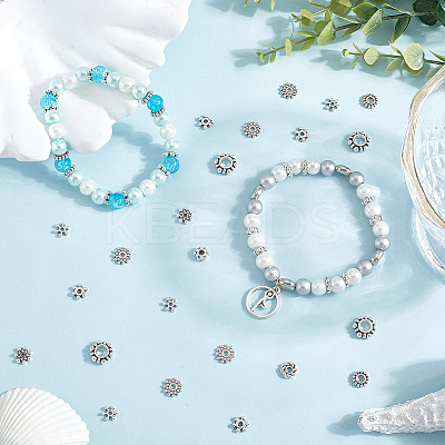400Pcs 10 Style Tibetan Style Alloy Beads Flower Set FIND-SP0002-17-1
