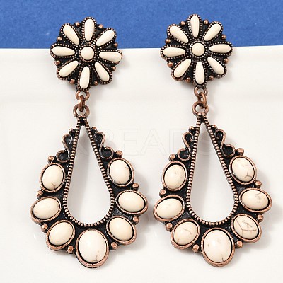 Alloy Synthetic Turquoise Dangle Stud Earrings EJEW-U053-12R-1