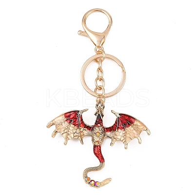 Dragon Alloy Rhinestone Pendant Keychains KEYC-G065-01A-1