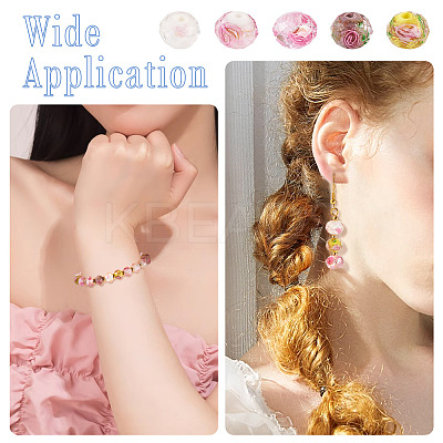 50Pcs 5 Colors Handmade Gold Sand Lampwork Beads Strands LAMP-TA0001-42-1