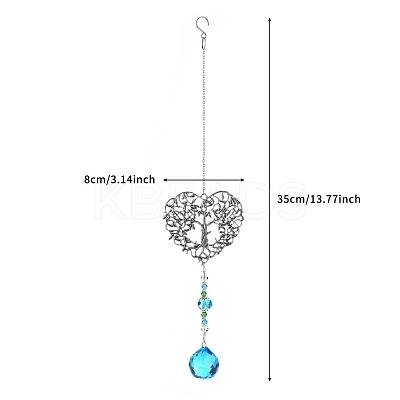 Alloy Heart with Tree of Life Hanging Ornaments PW-WG64732-02-1