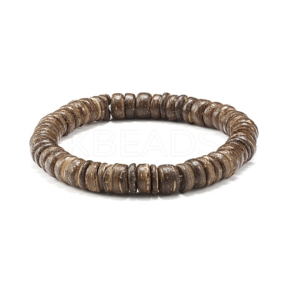 Flat Round Coconut Beads Stretch Bracelets Set BJEW-JB07010-1
