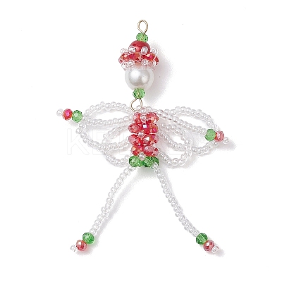 Christmas Glass Seed Elfin Beaded Big Pendants PALLOY-MZ01040-02-1