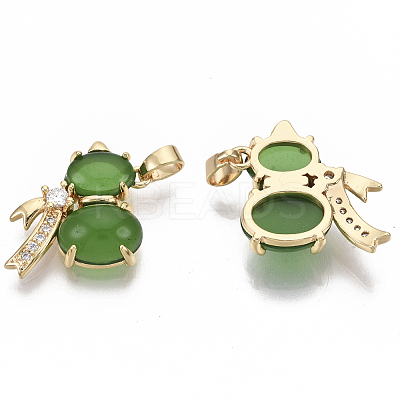 Brass Micro Pave Clear Cubic Zirconia Charms KK-R126-043-NF-1