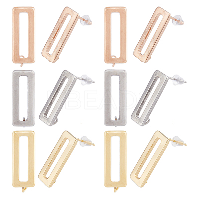 18Pcs 3 Color 201 Stainless Steel Stud Earring Findings STAS-DC0014-84-1