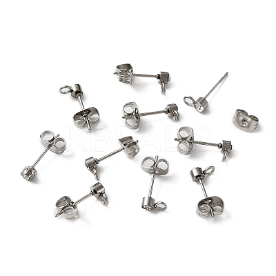 304 Stainless Steel Stud Earrings Findings LS-STAS-WH0029-44A-P-1