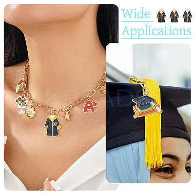 16Pcs 16 Styles Graduation Season Theme Alloy Enamel Pendants ENAM-TA0002-70-1