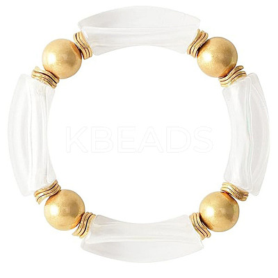 Fashionable Women's Chunky Curved Acrylic Tube Beads Stretch Bracelets AP8792-1-1