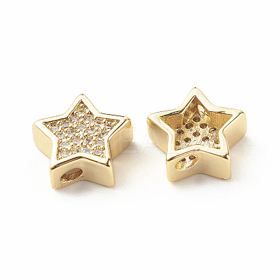 Rack Plating Brass Cubic Zirconia Beads KK-B051-01G-02-1
