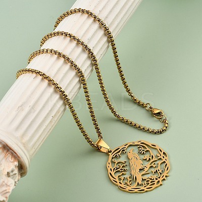 201 Stainless Steel Hollow Hummingbird Pendant Box Chain Necklaces for Women Men LS-NJEW-M086-05G-1