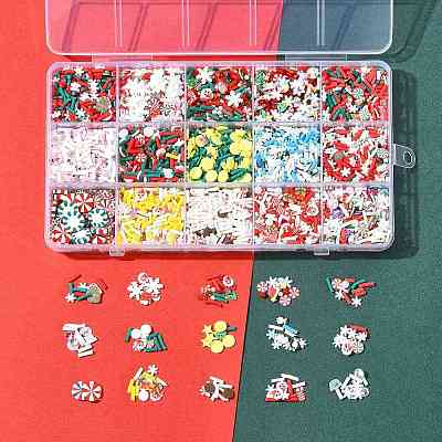 128G Christmas Theme Handmade Polymer Clay Cabochons CLAY-FS0001-51-1
